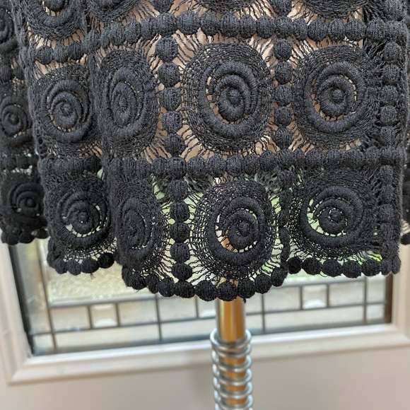 Stunning See-Through Back Cotton Lace Pencil Skirt Fully Lined in Tan Fabric - Picture 2 of 7